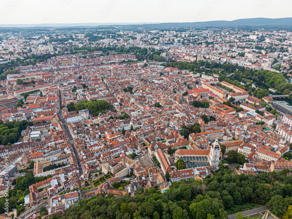 aerial view of Besancon, France