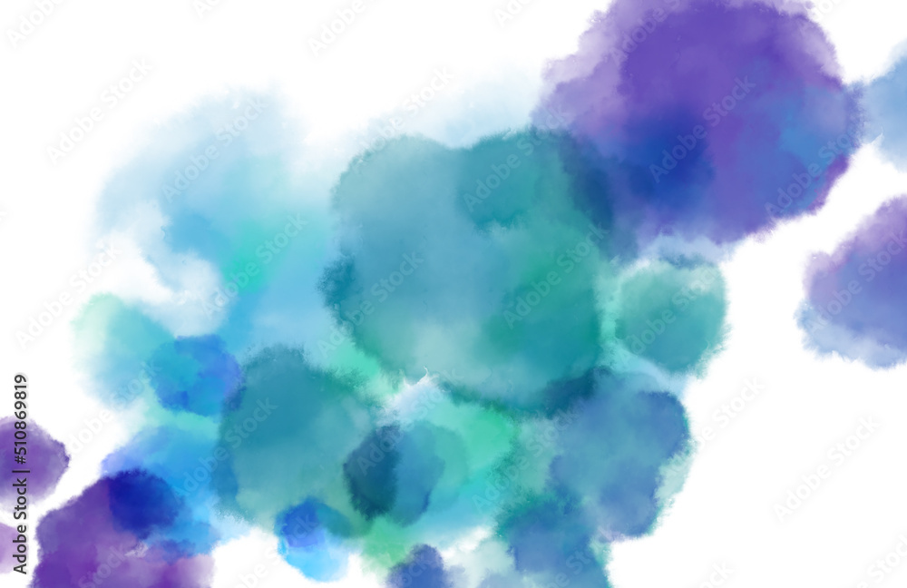Colorful rainbow watercolor blobs banner brush hand painting illustration