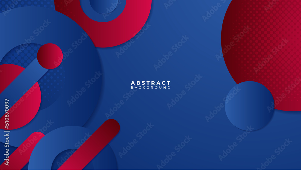 Minimal blue red banner geometric shapes abstract modern background design. Design for poster, template on web, backdrop, banner, brochure, website, flyer, landing page, presentation, and webinar