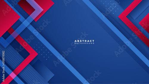 Modern blue red banner geometric shapes corporate abstract technology background. Vector abstract graphic design banner pattern presentation background web template.