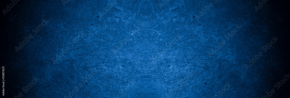 Old wall pattern texture cement blue dark abstract blue color design are light with black gradient background. Old wall pattern texture cement blue dark abstract blue color design are light with black gradient background.