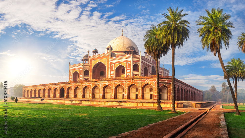 Humayun's Tomb at sunrise, beautiful place of visit, New Delhi, India