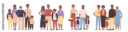 Fotografia African family portrait set vector illustration