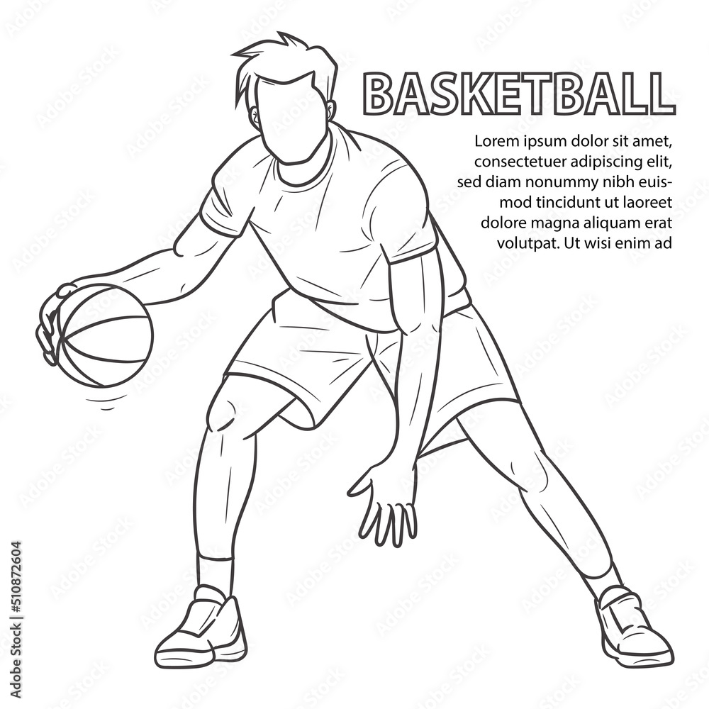 Fototapeta premium Basketball player sketch. Vector illustration