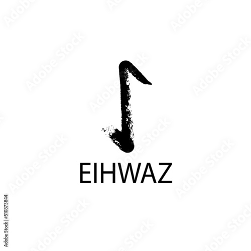 Rune Eihwaz. Hand drawn wax chalk, texture glyphs.