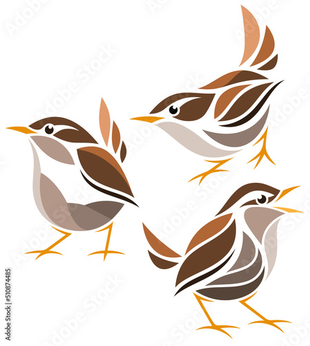 Stylized Birds - Eurasian Wren