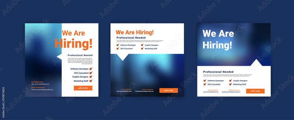 We're hiring. Job offer leaflet template. Job vacancy flyer poster template design.