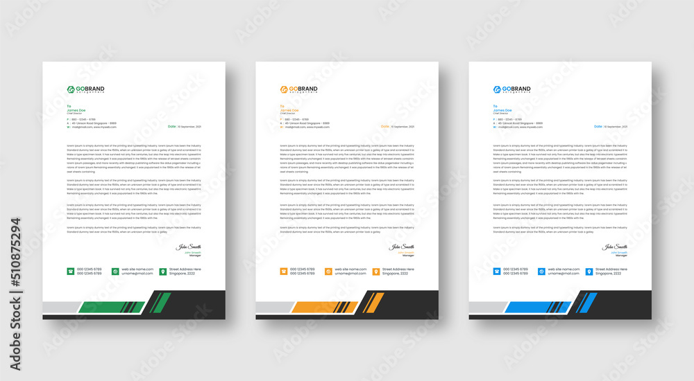 Abstract Corporate Business Style Letterhead Design Vector Template For Your Project. Simple And Clean Print Ready Design