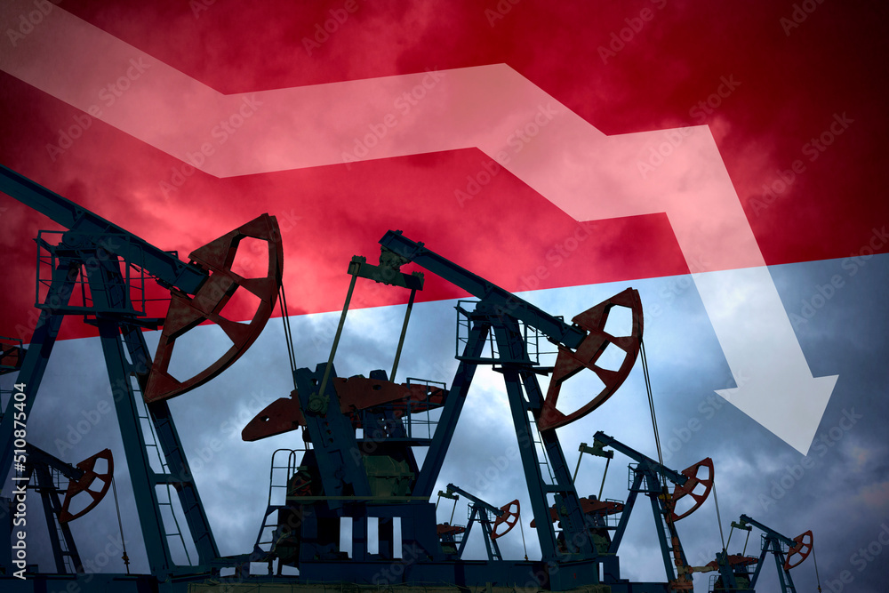 Decrease in oil production in Indonesia. Economic crisis, fuel default