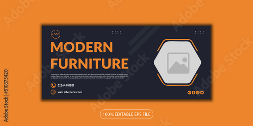Furniture sale facebook cover page design, web banner for furniture product promotion