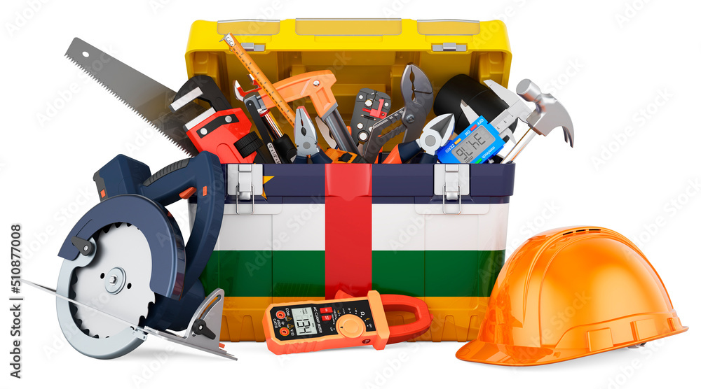 Central African flag painted on the toolbox. Service, repair and construction in Central African Republic, concept. 3D rendering Central African flag painted on the toolbox. Service, repair and construction in Central African Republic, concept. 3D rendering