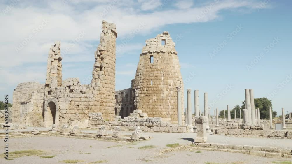 Scenic ruins of Hellenistic city gate in Perge (Perga), Turkey Scenic ruins of Hellenistic city gate in Perge (Perga), Turkey