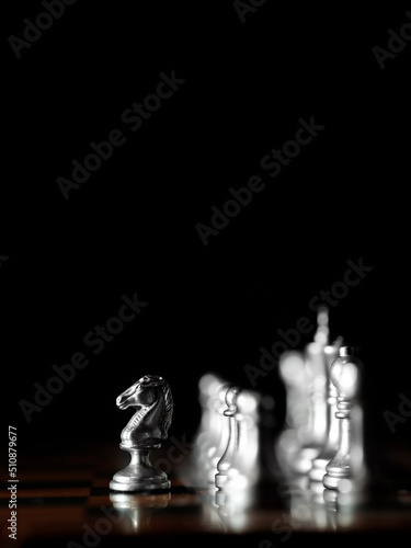 Fotografie Pieces on chess board for playing game and strategy