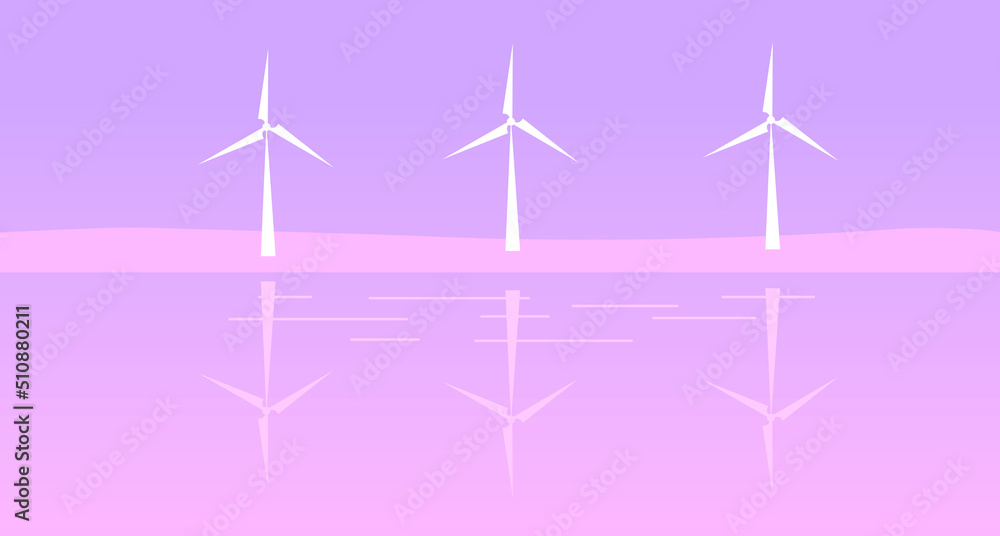 Landscape with windmills. Wind power generator. Landscape with windmills. Wind power generator.