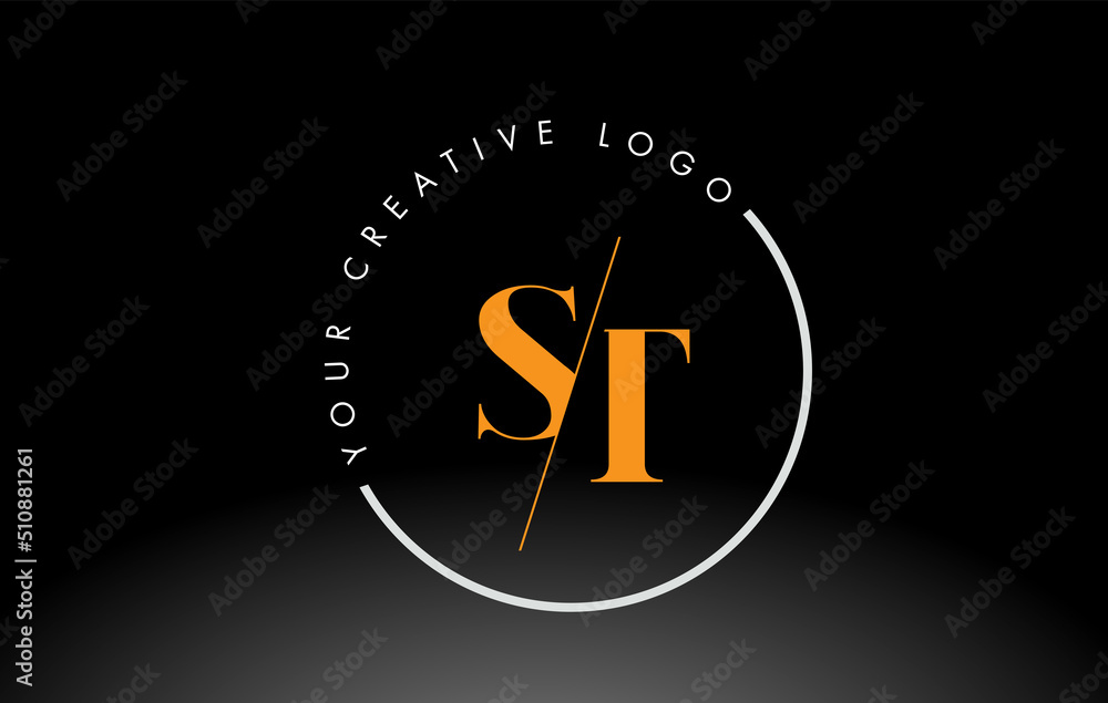 Orange ST Serif Letter Logo Design with Creative Intersected Cut. Orange ST Serif Letter Logo Design with Creative Intersected Cut.