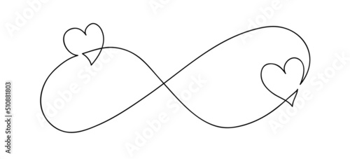 Infinity love icon. Continuous line art drawing Hearts with Infinity symbol. Friendship and love concept. Best friend forever. Vector illustration