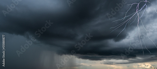 Fotografie, Obraz Panorama of the dark clouds make the sky in black