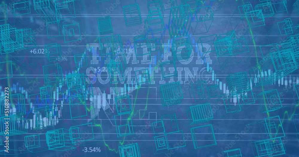 Animation of data processing and city over time for something new text Animation of data processing and city over time for something new text
