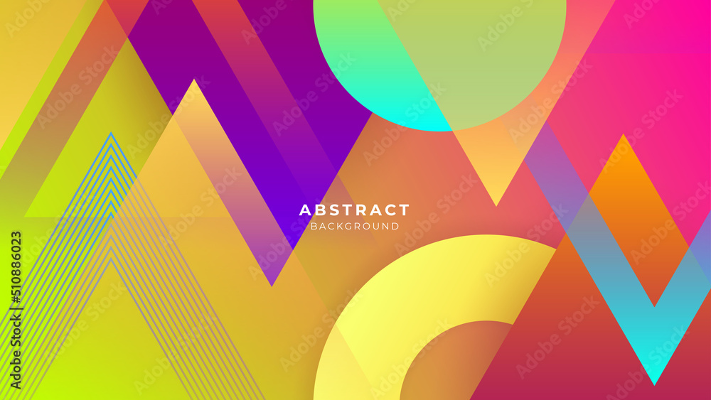 Fototapeta premium Abstract colorful vibrant vivid geometric shapes geometric light triangle line shape with futuristic concept presentation background