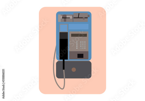 Icono de teléfono público sobre fono salmón