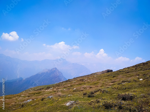 A amazing view of mountain landscape with sky and clouds