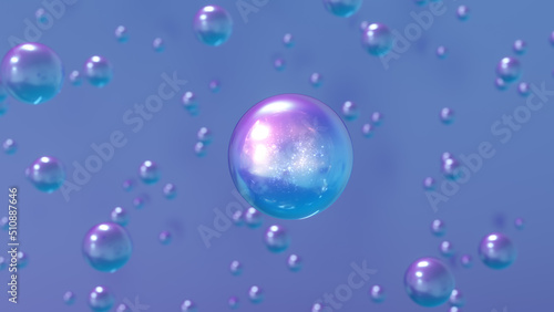 Wallpaper Mural Colorful bubbles in 3D abstract rendering. Foam bubbles, transparent balls, and holographic floating liquid blobs Cosmetics illustration with a 3D bubble form. Torontodigital.ca