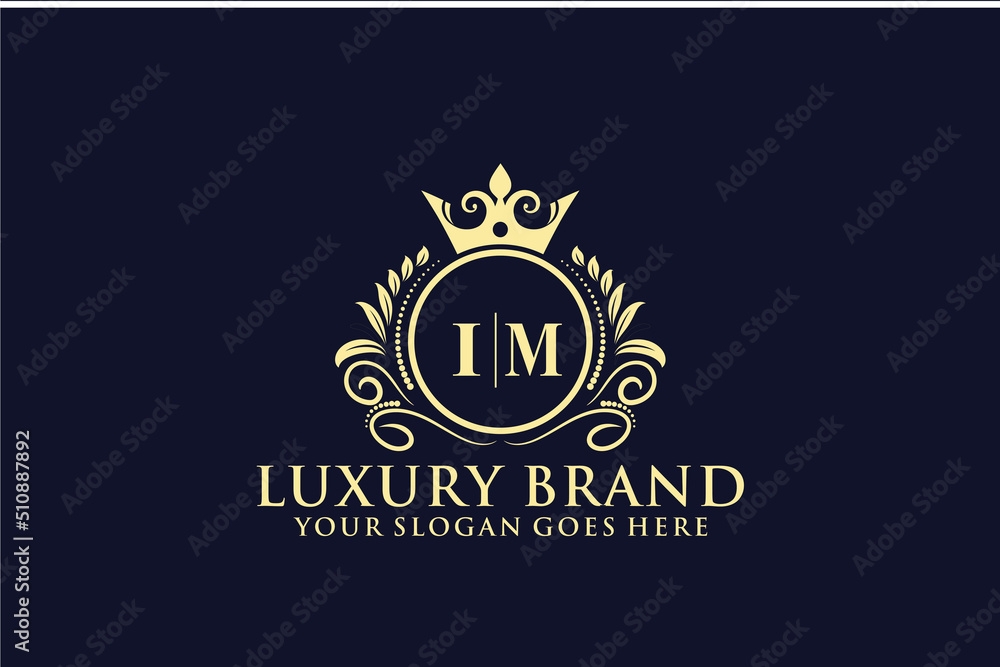 letter Initial IM elegant luxury monogram logo or badge template with ...