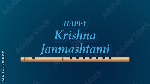  Lord Krishna Janmashtami festival banner design with flute & peacock 