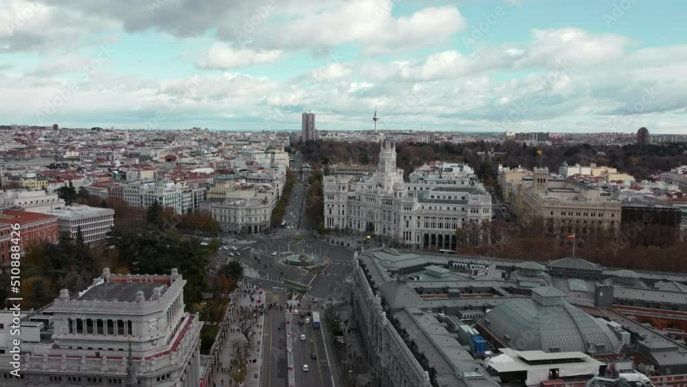Cibeles Square in Madrid, aerial scenes of Spain Cibeles Square in Madrid, aerial scenes of Spain