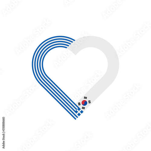 unity concept. heart ribbon icon of greece and south korea flags. vector illustration isolated on white background