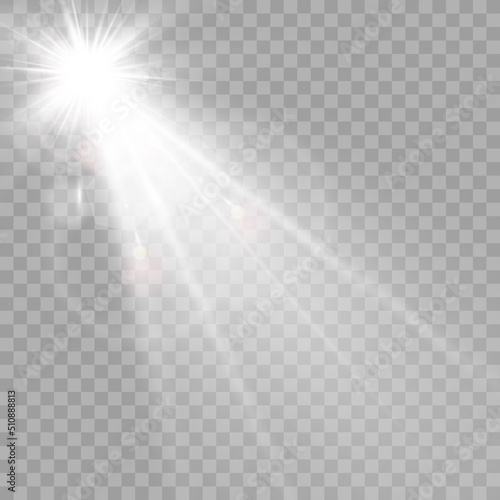 Glow isolated light effect set, lens flare, explosion, glitter, line, sun flash and stars. Abstract special effect element design. Shine ray with lightning 