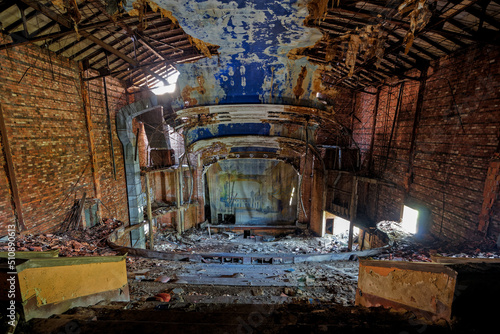 An abandoned church and theater in Gary, Indiana