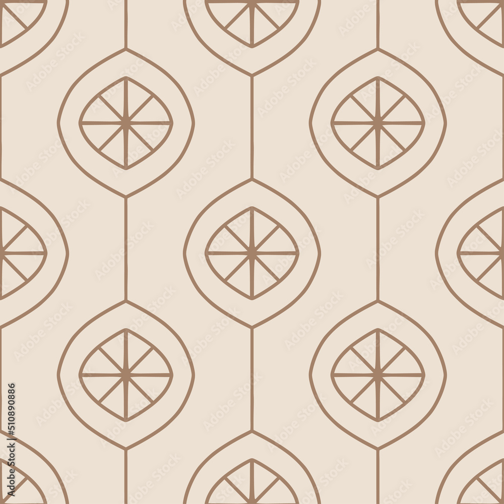 Geometric simple mid century seamless pattern with abstract shapes