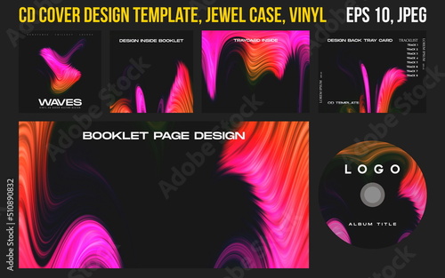 Music Album Cover for the Web Presentation. CD Cover Design Template. Compact Disk, Jewel Box, Vinyl, DVD. Printable Editable Files. Square poster, banners, brochure, book. Colorful Abstract Artwork  