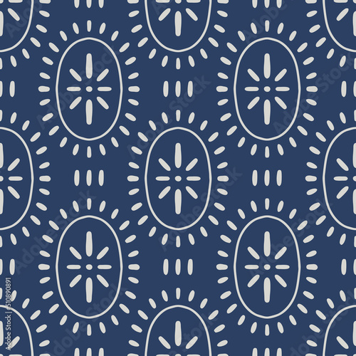 Geometric simple mid century seamless pattern with abstract oval shapes