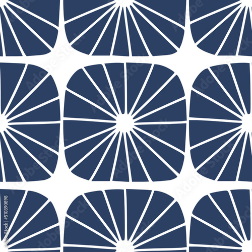 Geometric simple mid century seamless pattern with abstract shapes