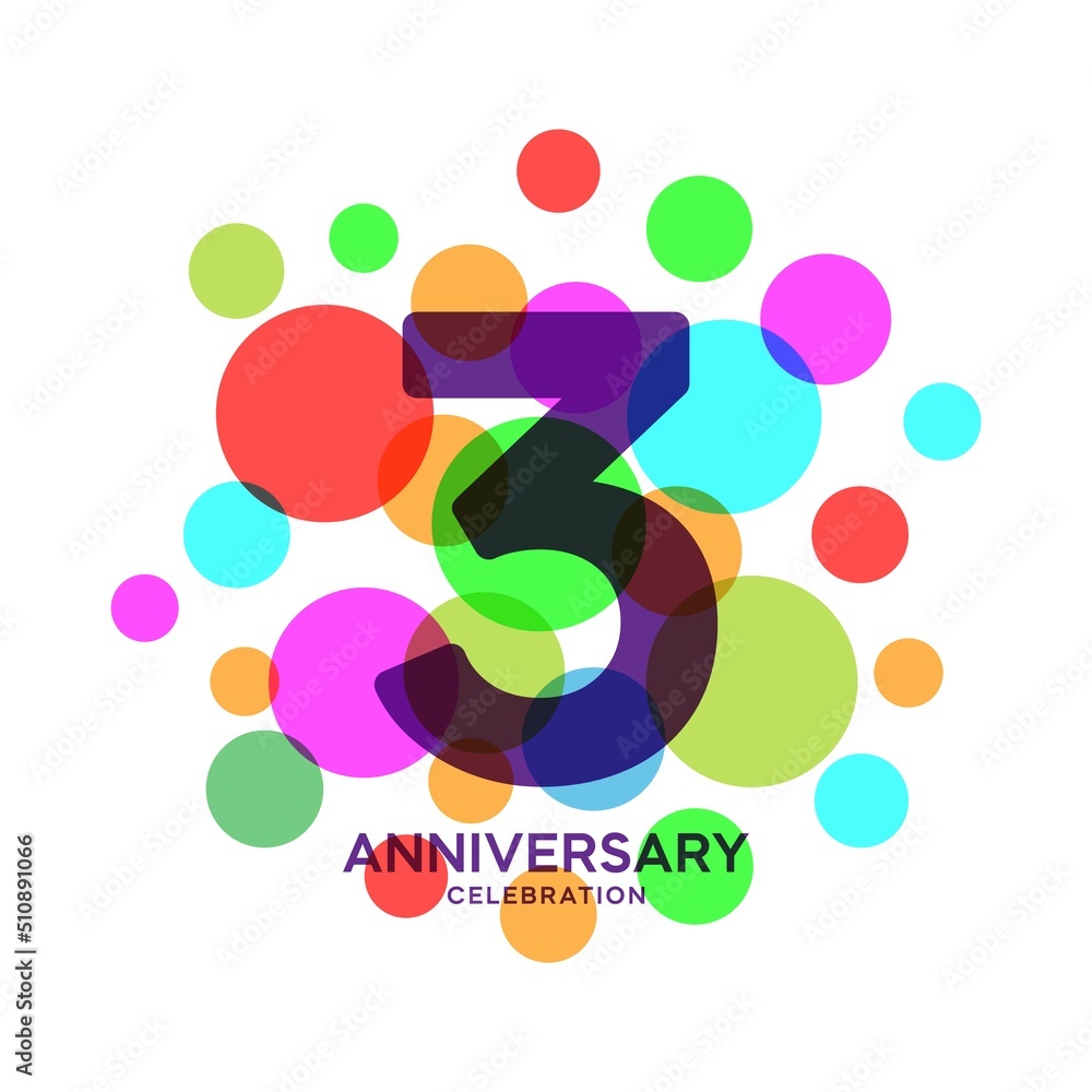 3 Years Anniversary Celebration Vector Template Design Illustration