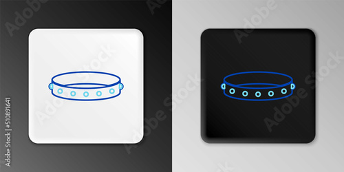 Line Leather fetish collar with metal spikes on surface icon isolated on grey background. Fetish accessory. Sex toy for men and woman. Colorful outline concept. Vector