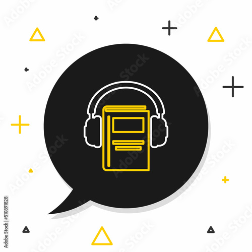Line Audio book icon isolated on white background. Book with headphones. Audio guide sign. Online learning concept. Colorful outline concept. Vector