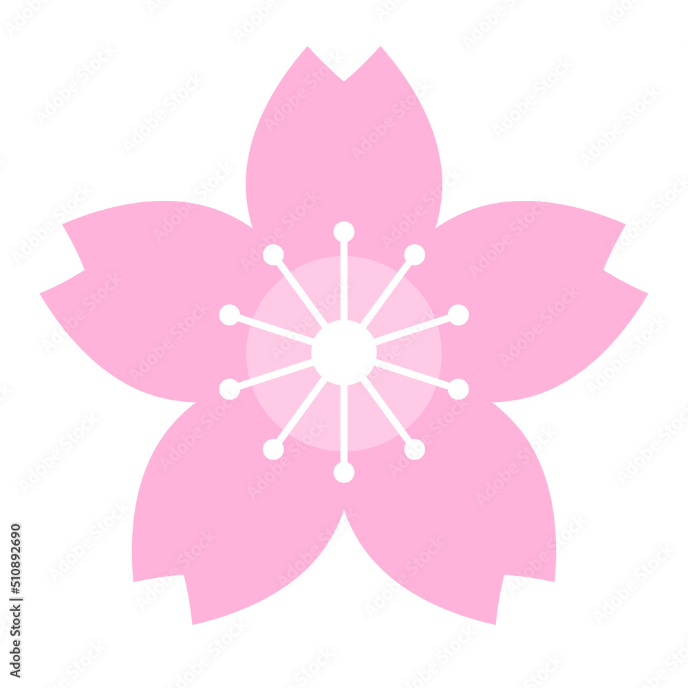 Icon of pink cherry blossom. Japanese flower icon. Vector.