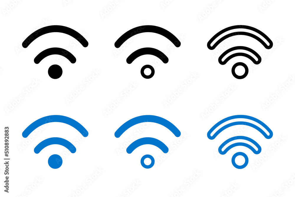 Wi-Fi or network icons with different styles and colors. Vectors. Wi-Fi or network icons with different styles and colors. Vectors.