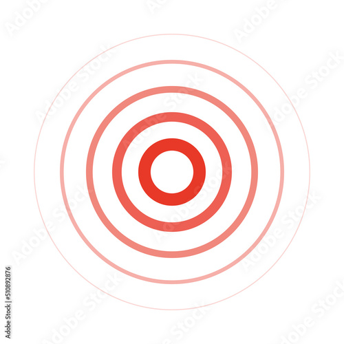 Red Rings sound wave and line in a circle. Tap symbol.