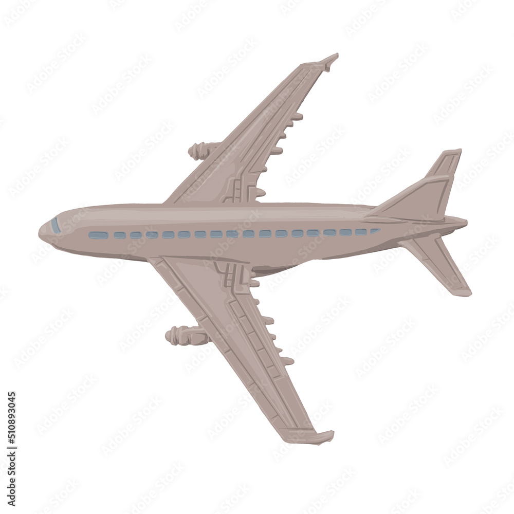 digital illustration of a plane in gray color