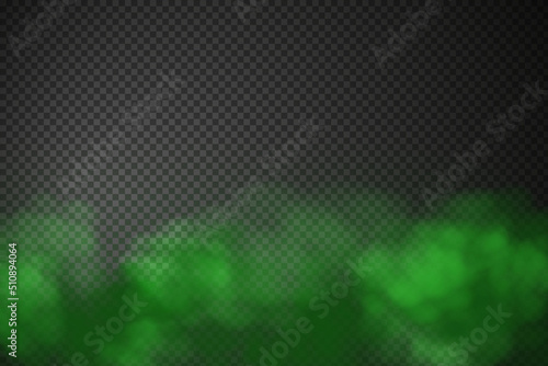 Green stink bad smell, smoke or poison gases,chemical toxic vapour.Vector realistic set of stench breath or sweat odor isolated on transparent checkered background.