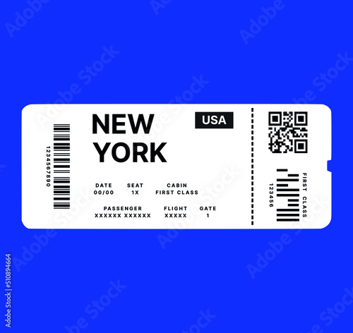 Blank Ticket Pass Boarding Airplane