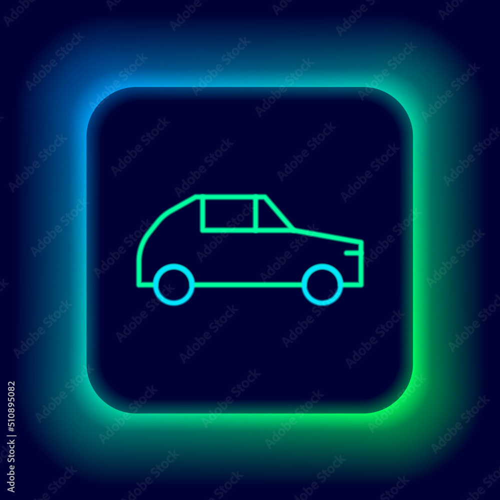 Glowing neon line Car icon isolated on black background. Colorful outline concept. Vector Glowing neon line Car icon isolated on black background. Colorful outline concept. Vector