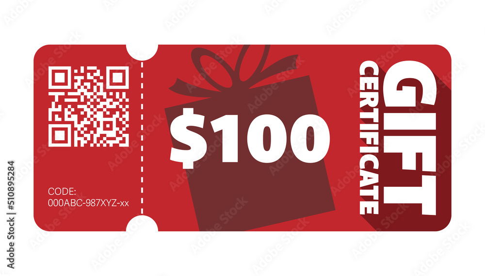 Red 100 Dollar Gift Certificate Template Isolated On White Gift red-100-dollar-gift-certificate-template-isolated-on-white-gift