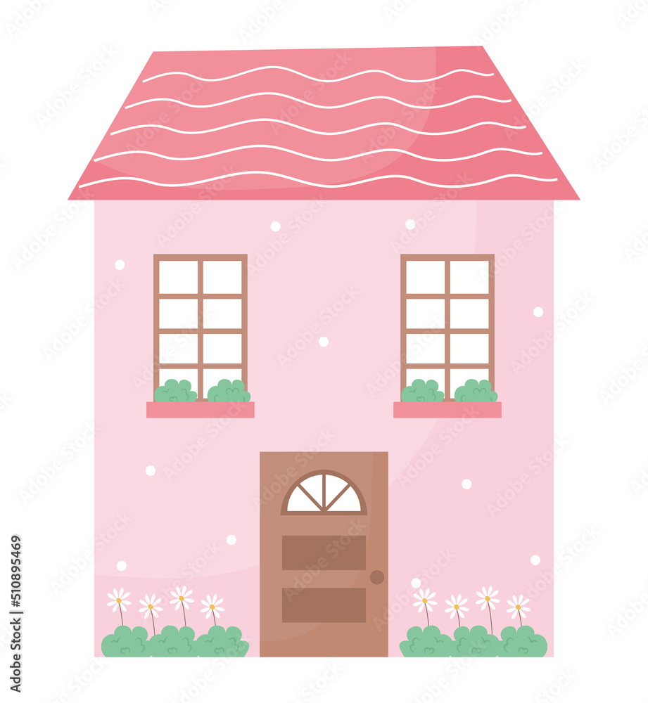 pink house illustration