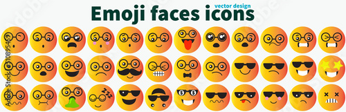 Emoji faces icons vector design bad and good review happy and sad reaction