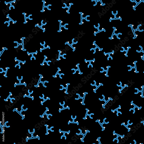 Line Bicycle handlebar icon isolated seamless pattern on black background. Vector © vector_v